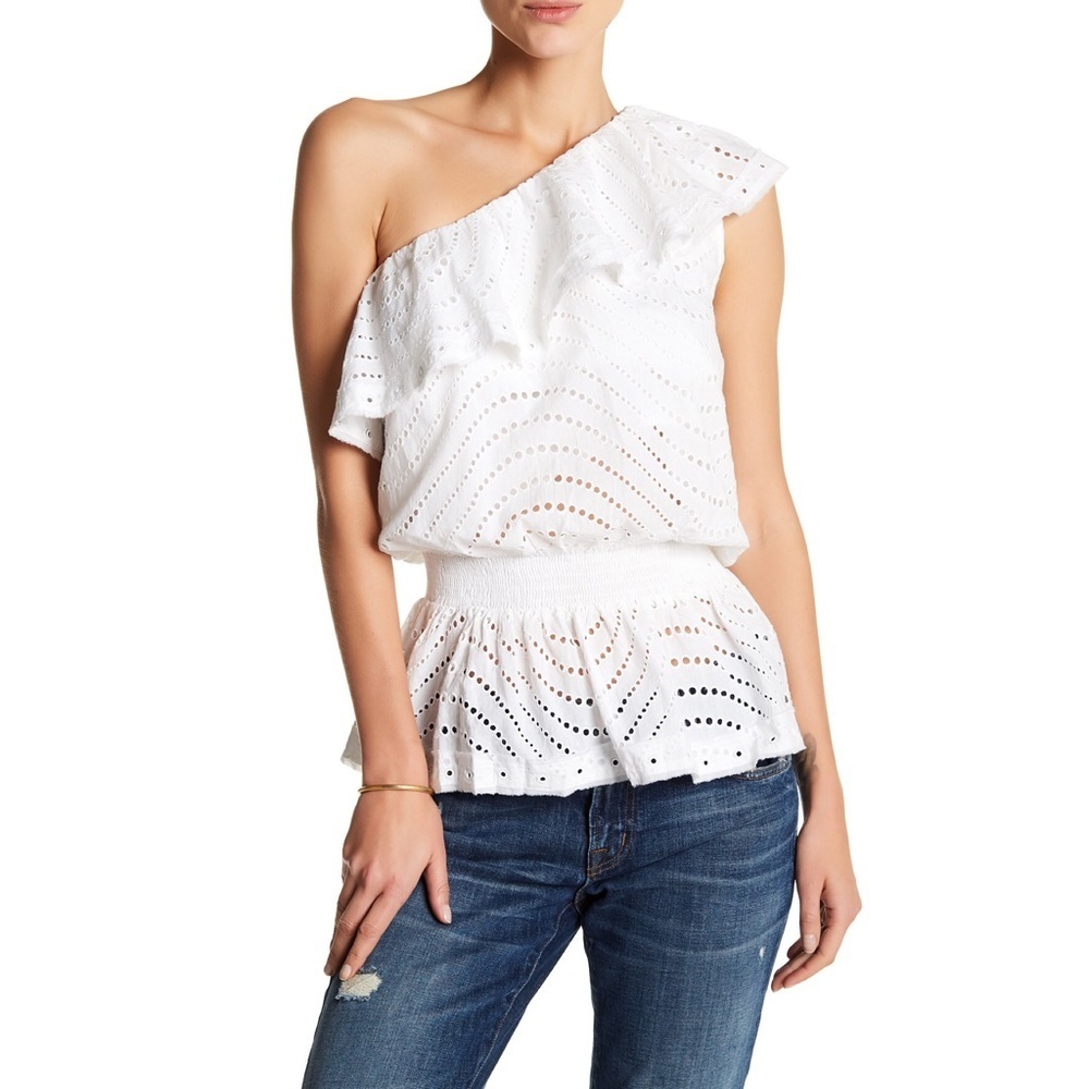 Tularosa Norfolk One Shoulder Eyelet Blouse - Picture 2 of 3